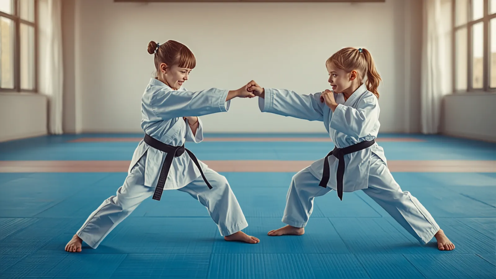 Free intro karate lesson - student practicing with instructor guidance